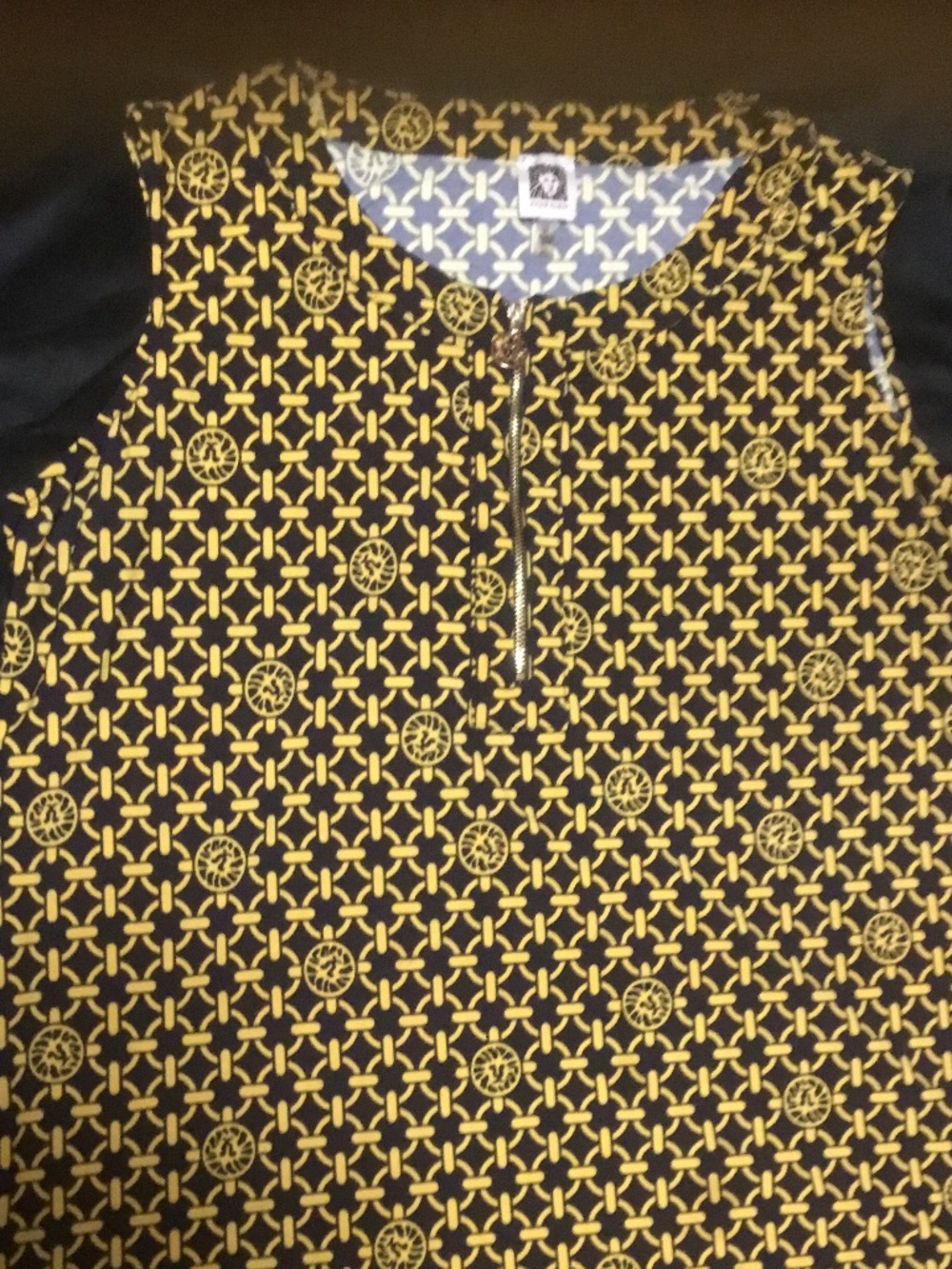 Anne Klein Black and Gold Blouse Sleeveless Nice!